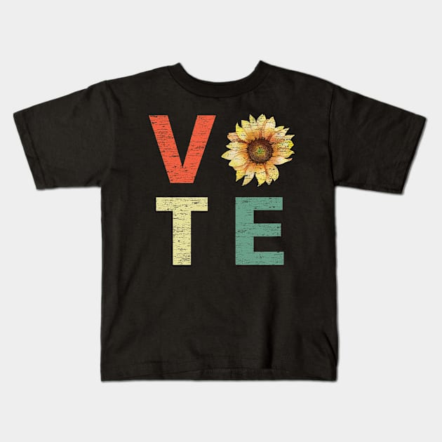 Vote Vintage Sunflower - Vote Election Voting Kids T-Shirt by Davishasari